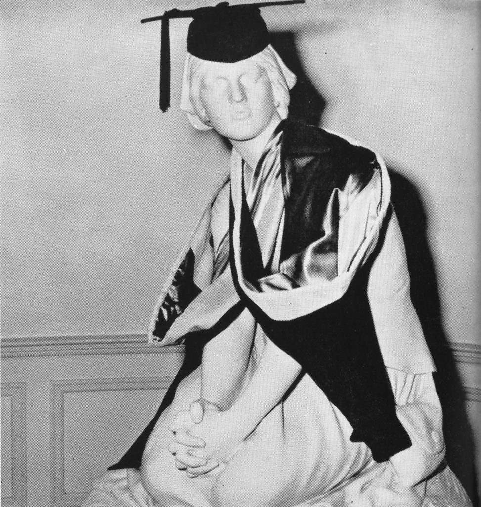 Joan was adorned for commencement in this photo from the 1959 "Battlefield" yearbook.