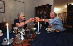 After 63 years of marriage, the Morrises still dine by candlelight each night.