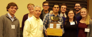 The winning team included Will Gatens ’17, Summers Cleary ’16, team coordinator and Associate Professor of Geography Joe Nicholas, Colin Cate ’17, Steven Fernando ’16, Phil Devine ’16, Christine MacKrell ’17, Andrew Berens of Georgia State University, and Clara Ludtke ’17.