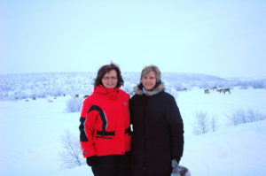 Nancy Maynard, right, on Norway's tundra with colleague Inger Marie Gaup Eira, a professor at Sami University College.