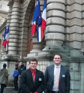 Thomas Pacheco, left, and Colin McElhinny, who won a national debate championship this spring, went to Paris last year. The trip was a study tour they won for their performance in debates sponsored by the French, German, and Belgian embassies.